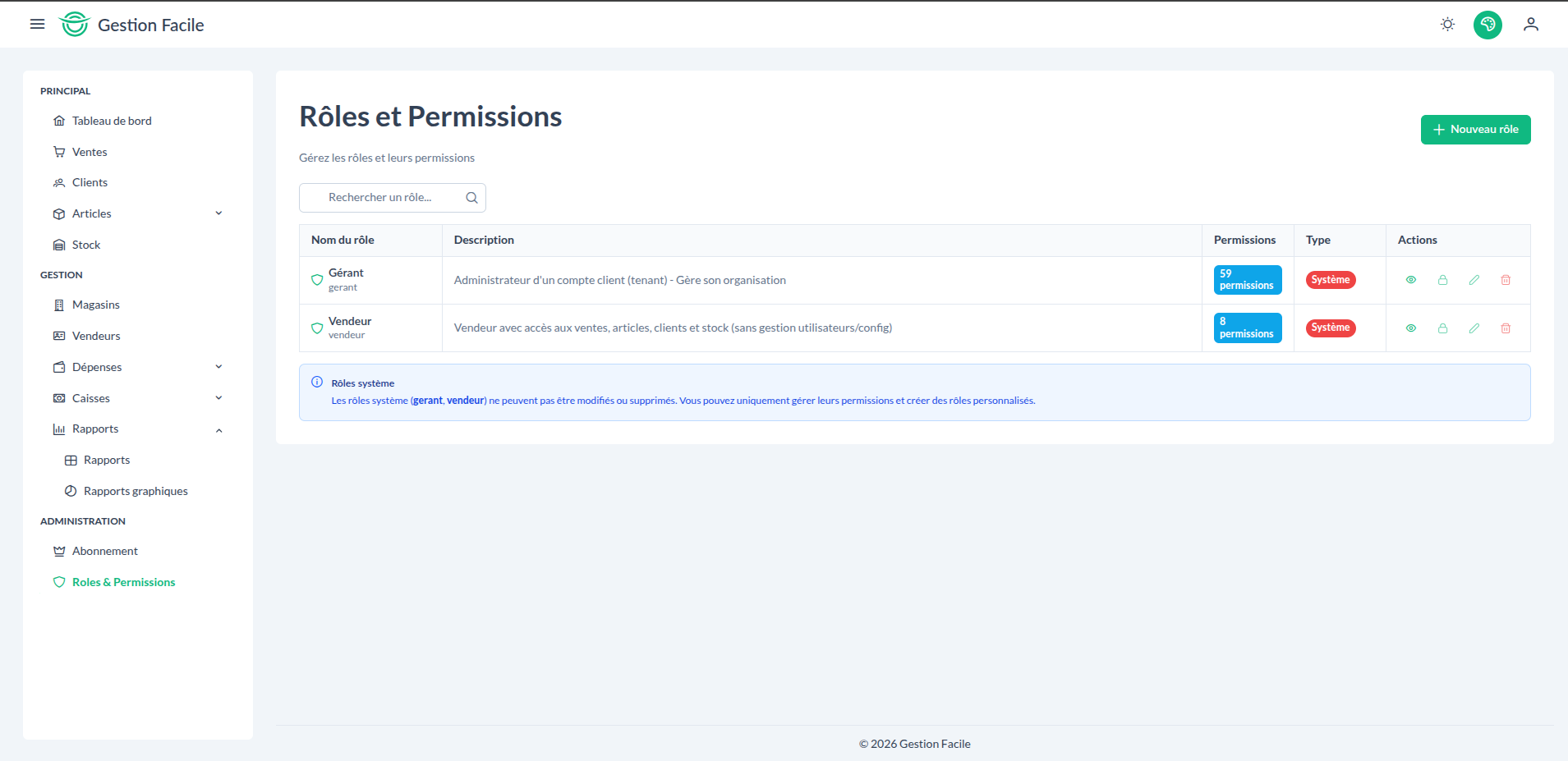 Rôles & Permissions