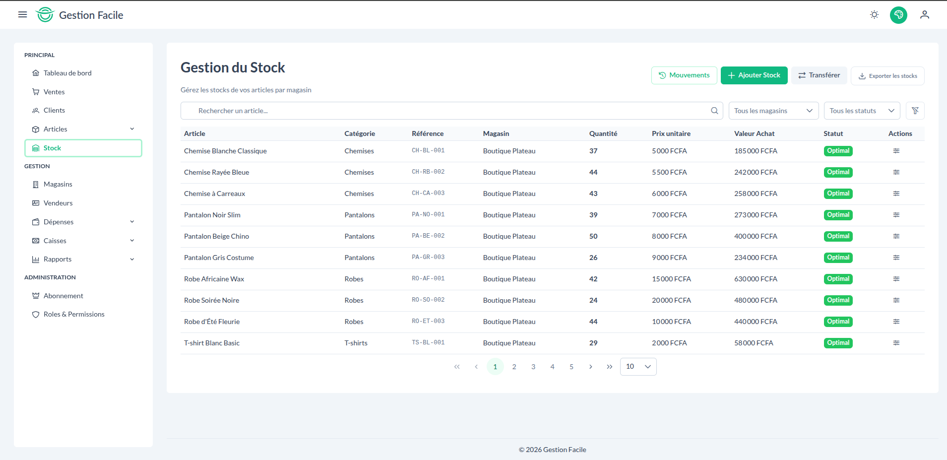 Gestion du stock - Gestion Facile